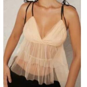XS Sheer Peach Tie-Strap Top